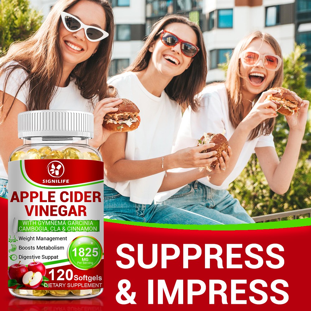 Weight Loss Apple Cider Vinegar w Garcinia Pills ACV & CLA Fat Burner 120 Ct-