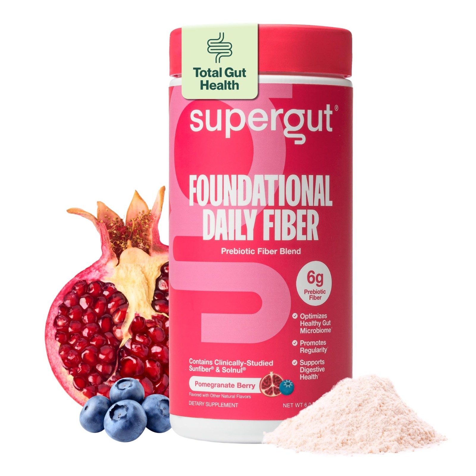 Daily Fiber Powder – Sugar Free Vegan Prebiotic Blend for Gut Health, 18 Serving