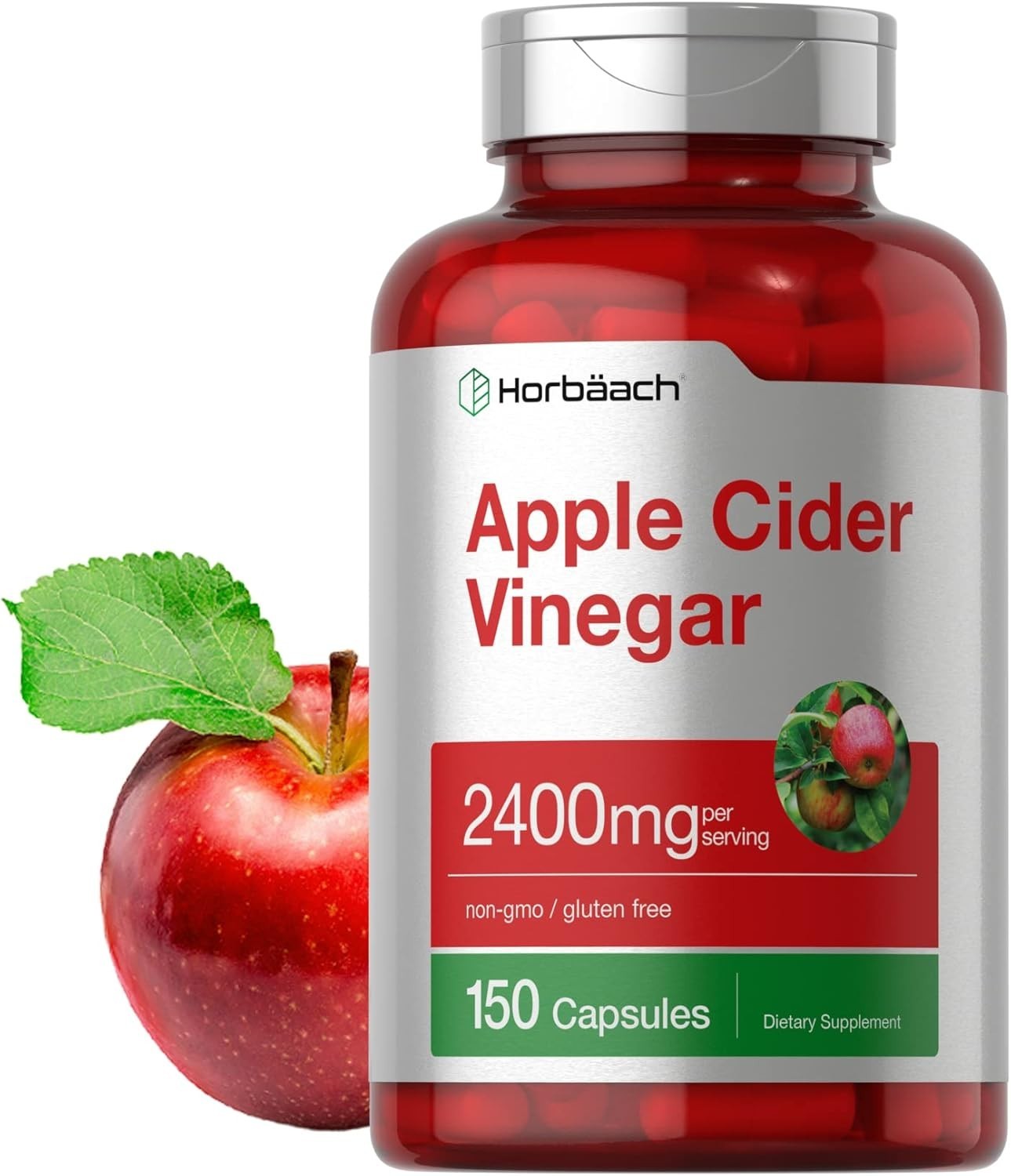 Apple Cider Vinegar Capsules | 2400mg | 150 Count | Non-GMO | by Horbaach