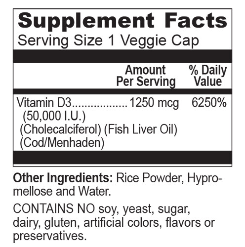 Optimal D3 | Vitamin D3 50,000 IU | 120 Capsules | FREE SHIPPING