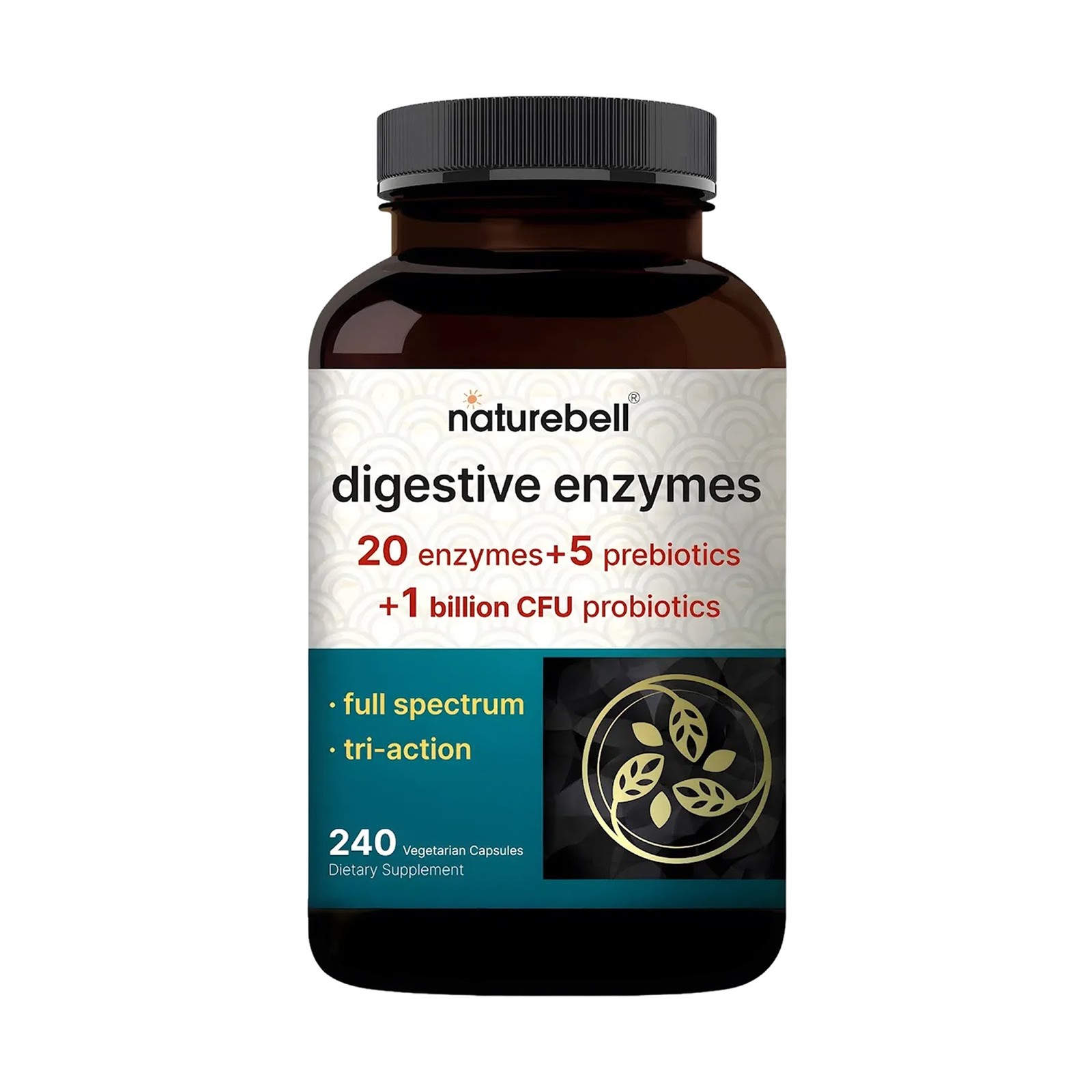 NatureBell Digestive Enzymes 240 Capsules Probiotic Blend – 120 Servings