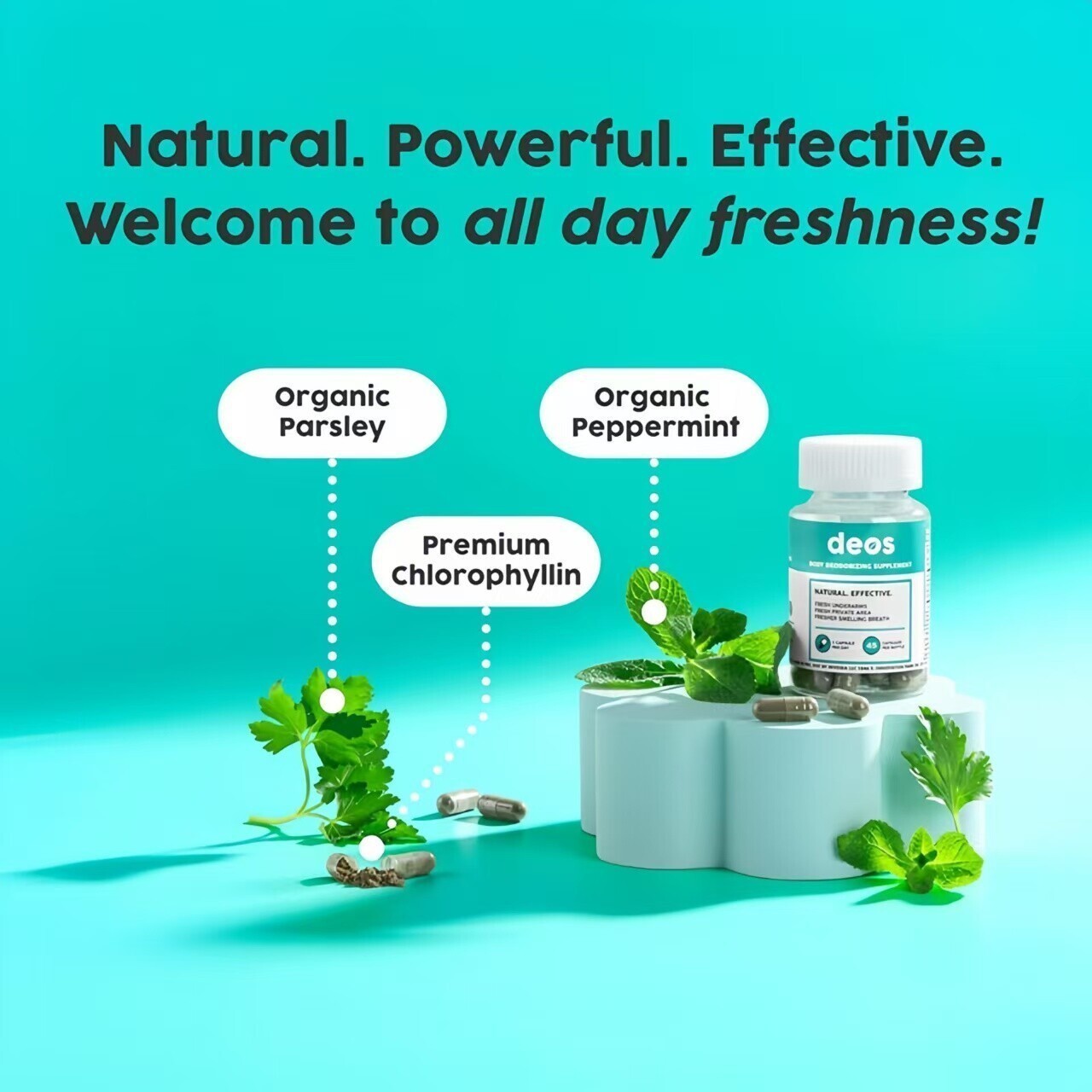 1`3x DEOS Internal Deodorant Supplement – DEOS Full Body Deodorizer 30 Capsules