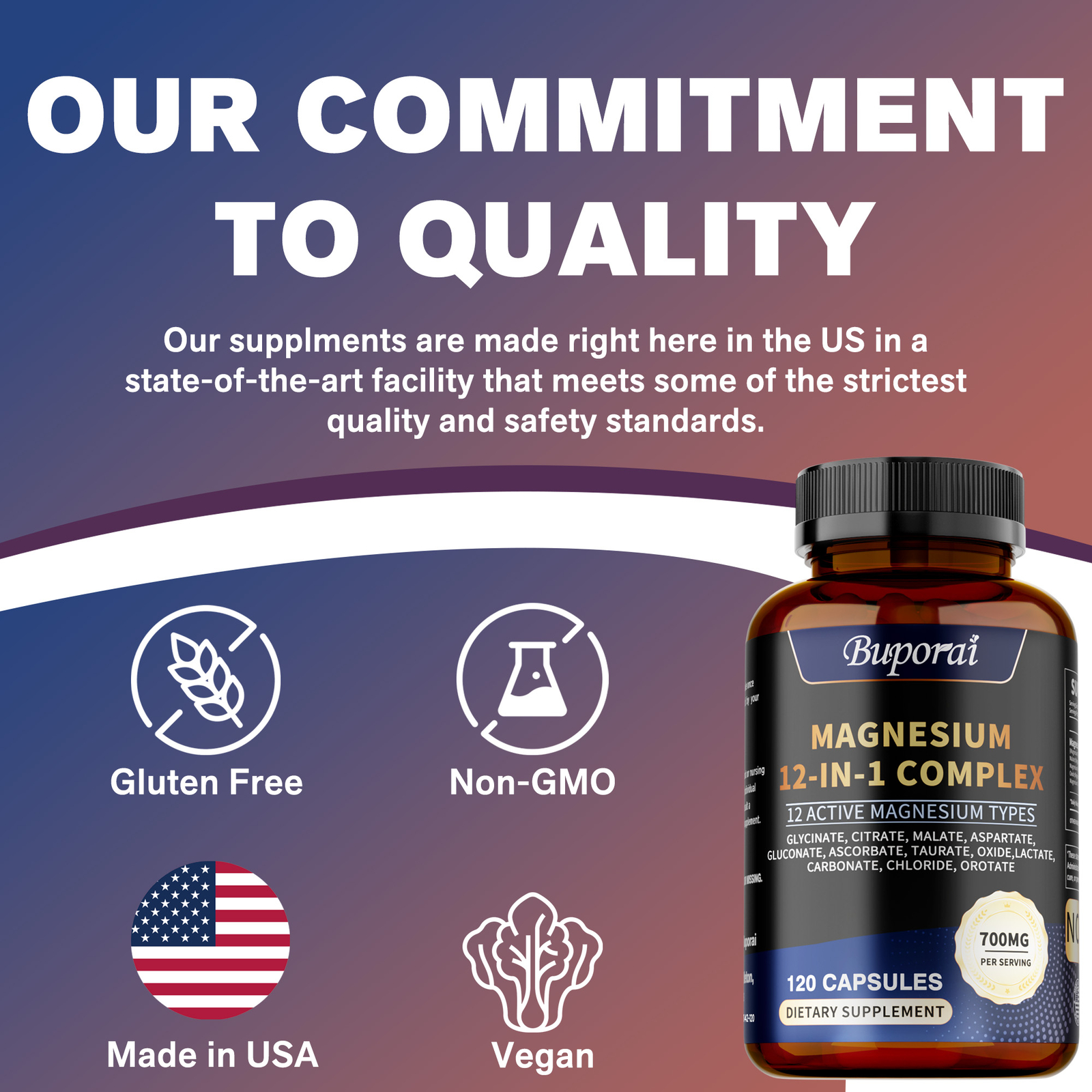Magnesium 12 in 1 Complex – Magnesium Glycinate, Citrate, Malate, L-Threonate