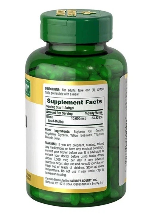 Nature’s Bounty Biotin 10,000 mcg Softgels, Hair Skin Nails, 250 Ct LARGE BOTTLE