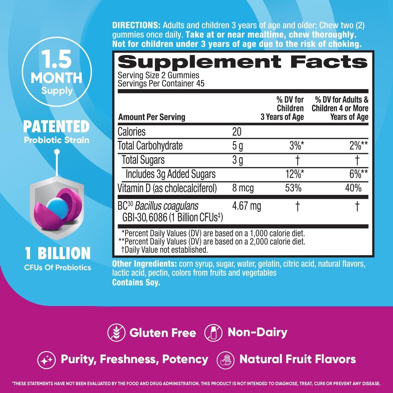 Digestive Advantage Daily Probiotic Gummies for Digestive & Gut Health *2 Pack*