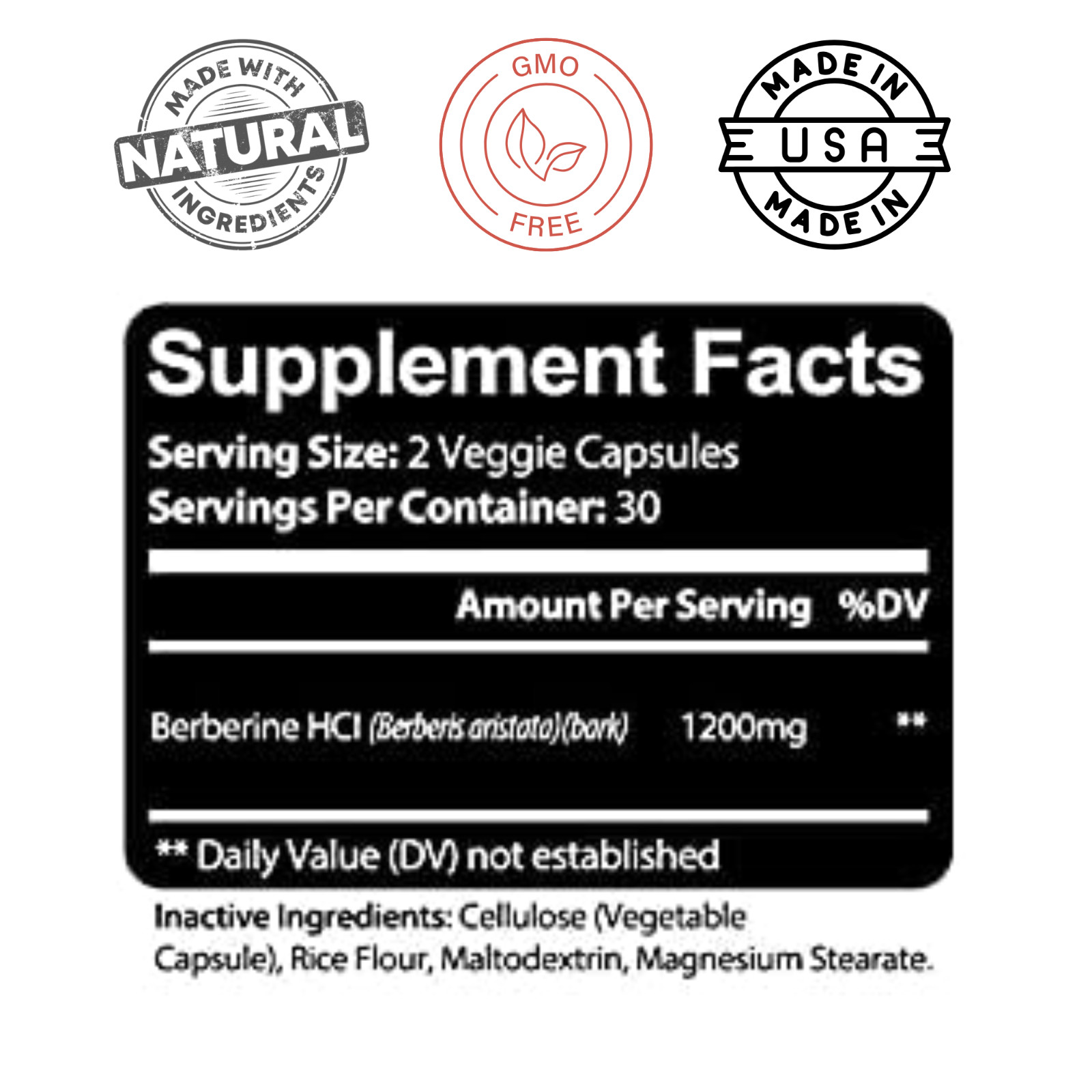 Premium Berberine HCL Extract 1200mg, Healthy Cholesterol, Anti-inflammatory