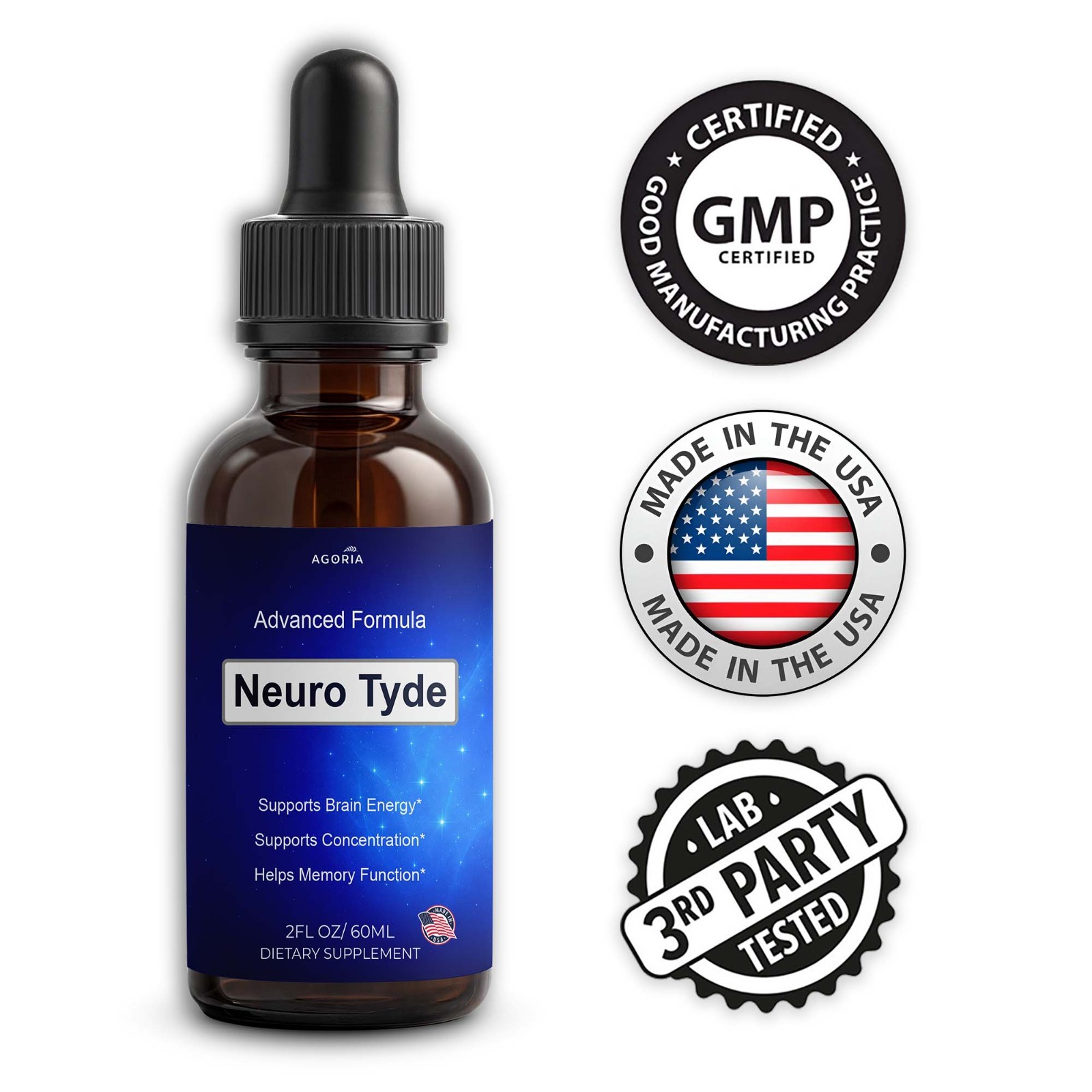 (1 Pack) Neuro Tyde Nootropic Brain Health Support Drops, NeuroTyde Brain Drops