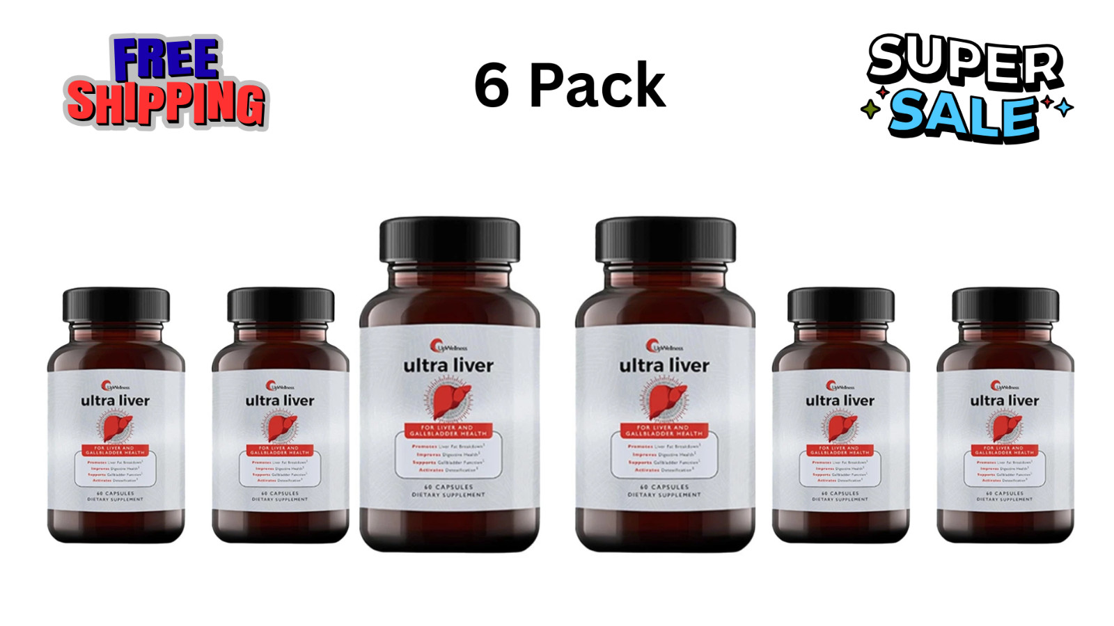6 pck UpWellness Ultra Liver Supplement for Liver Health and Gallbladder Support