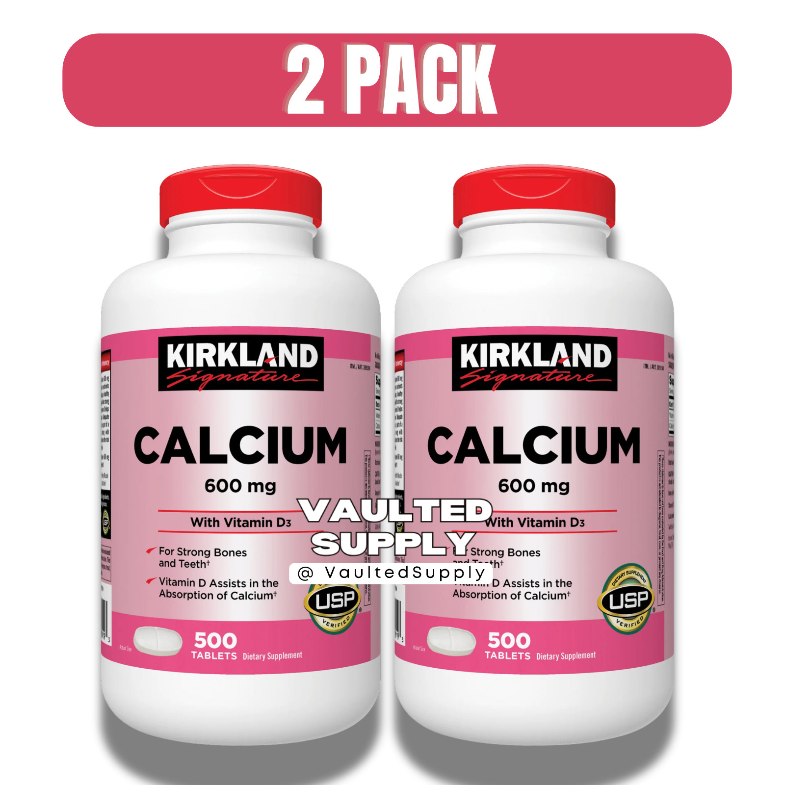 Kirkland Signature Calcium 600 mg with Vitamin D 500 / 1000 Tablet 1 or 2 Pack
