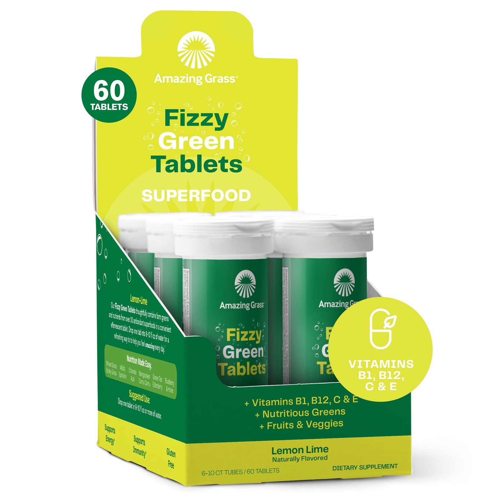 Amazing Grass Effervescent Tablets: Green Superfood Water Flavoring Tablet wi…