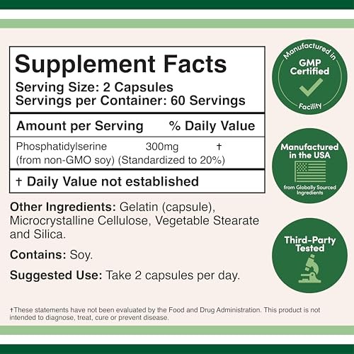 Suplemento De Fosfatidilserina 300 Mg Por Porcion, Fabricado En Los Ee. Uu.,…