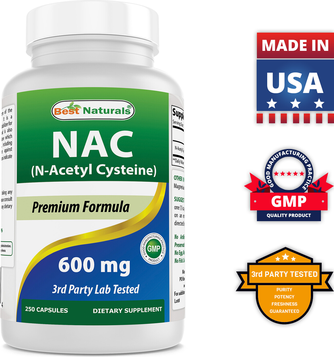 Best Naturals NAC 600 mg 250 Capsules