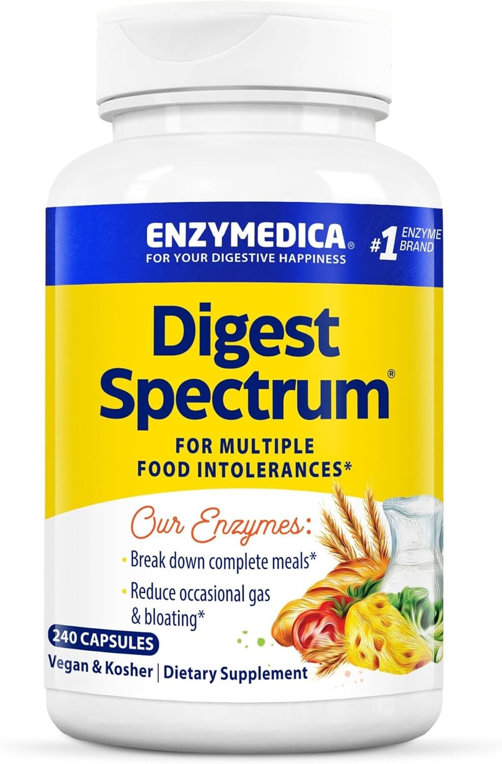 Enzymedica, Digest Spectrum, Enzymes for Multiple Food Intolerances, 240 Capsule