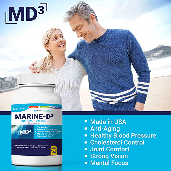 Marine Essentials | Marine-D3 | Anti-Aging | Omega-3 | 4 Bottles (240 Capsules)