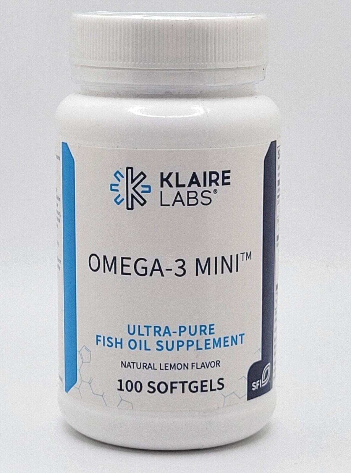 Klaire Labs OMEGA 3 MINI Lemon Flavor Softgel Ultra Pure Fish Oil 100 Capsules