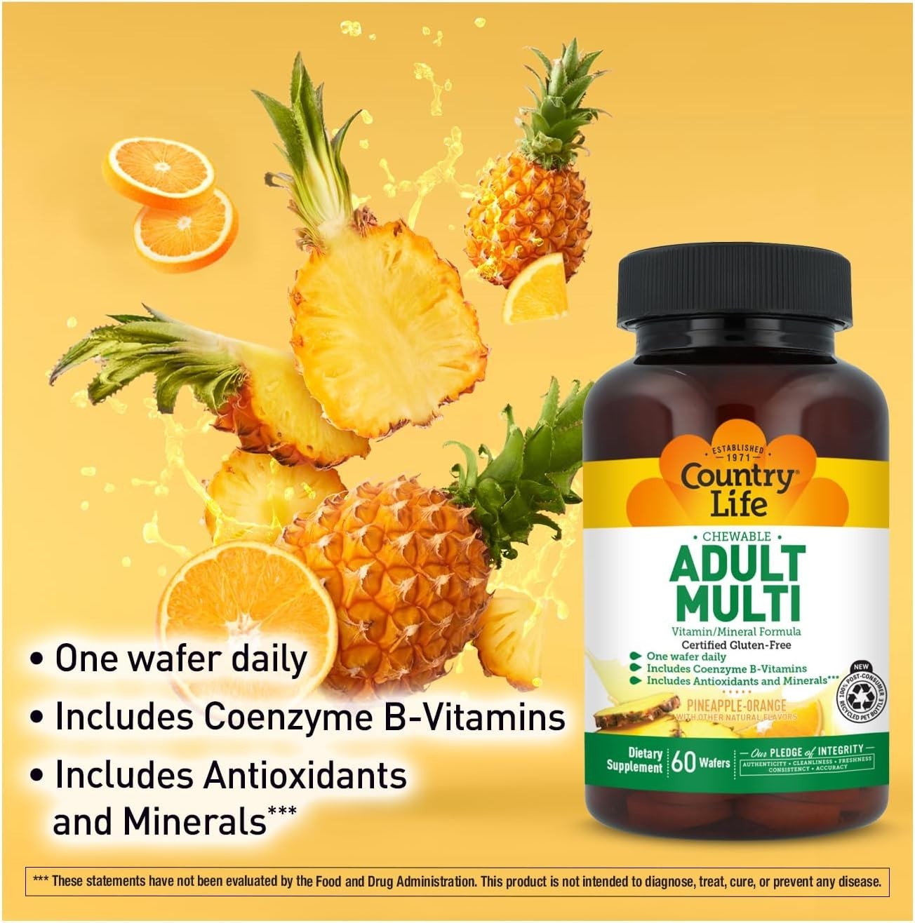 Nutritious 60 Count Chewable Multivitamins – Pineapple-Orange Flavor for Adults