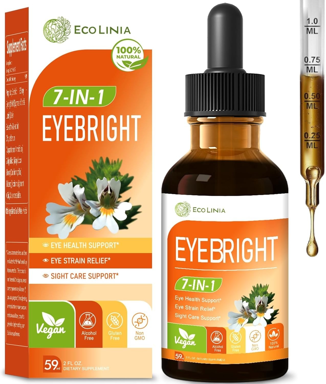 Natural Eye Health Drops with Eyebright & Blueberry Extract – 2 oz Tincture