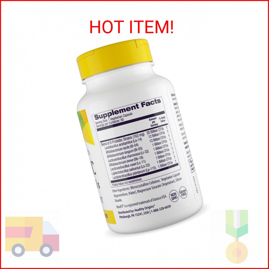 Healthy Origins Probiotic 30 Billion CFUs, 60 Veggie Capsules – 8 Clinically Stu