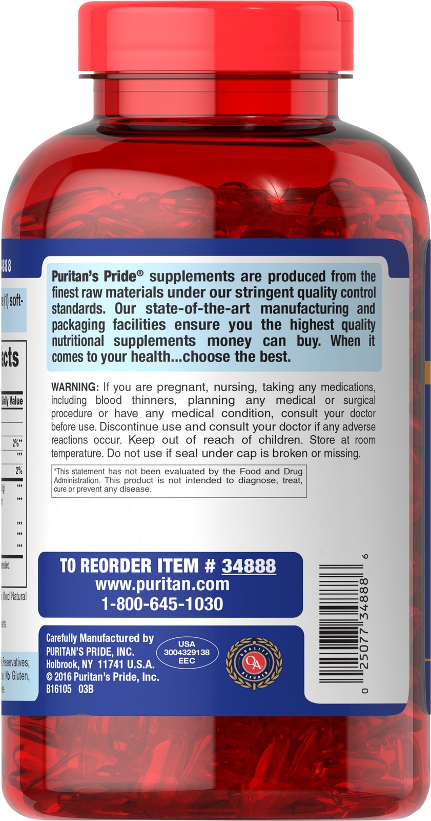 Triple Strength Omega-3 Fish Oil 1360 mg (950 mg Active Omega-3)-240 Softgels