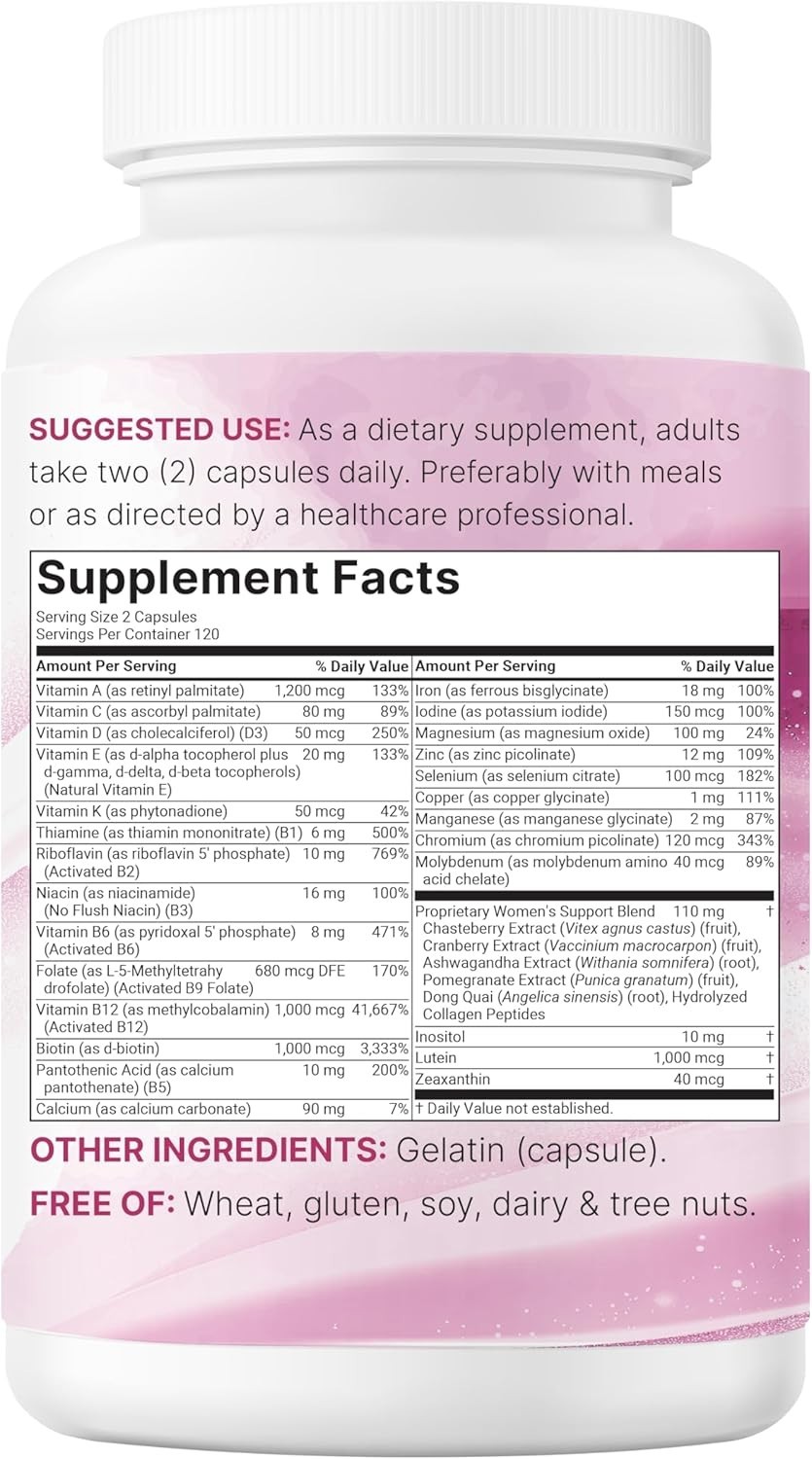 Micro Ingredients Pure Methylated Multivitamin for Women 32-in-1 – 240 Capsules