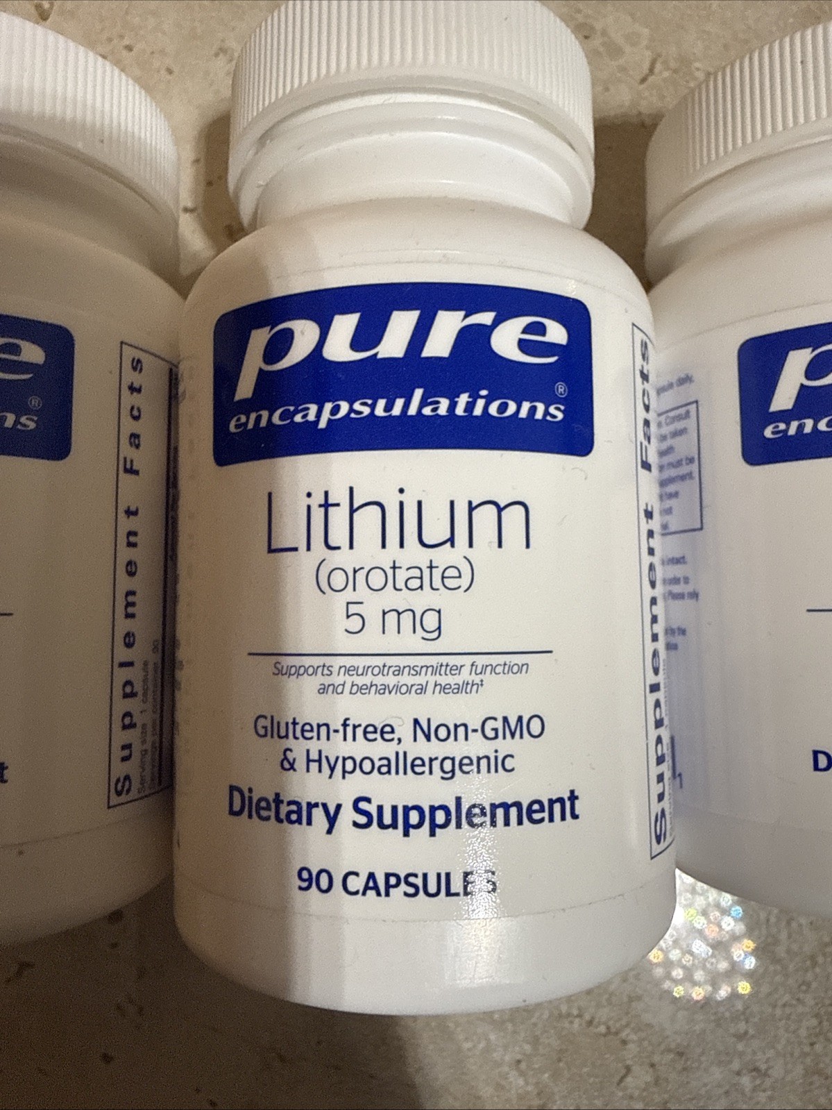 Pure Encapsulations, 3 PACK, Lithium (Orotate), 5 mg, 1mg, 1 Mg
