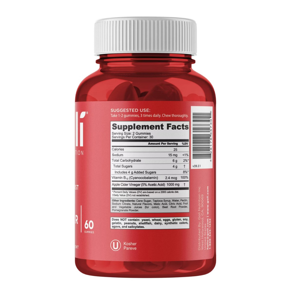 Goli Nutrition Apple Cider Vinegar Vegan Gummies – 60ct 500mg per Serving