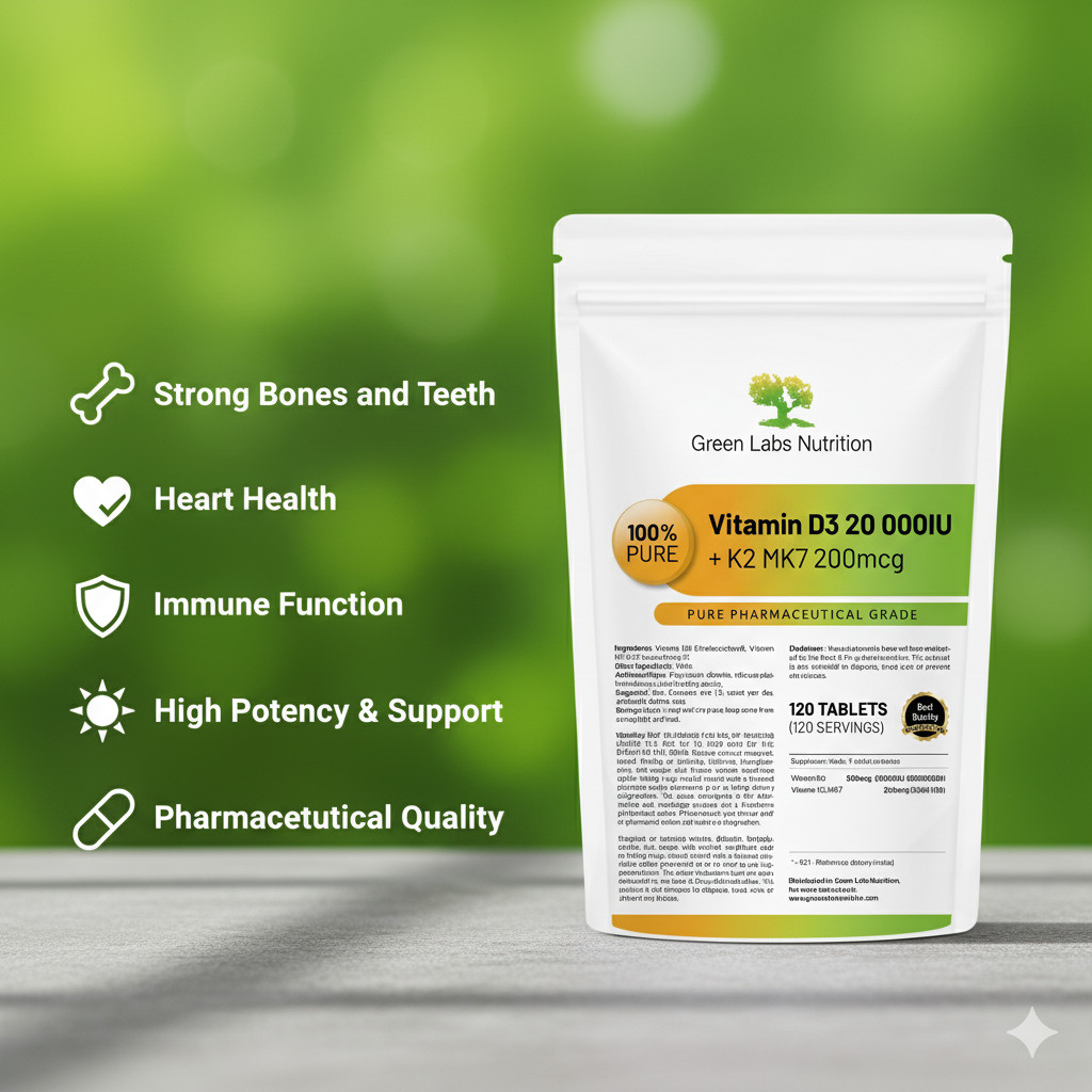 Vitamin D3 20000 IU + K2 MK7 200mcg tablets Immune support strong bones