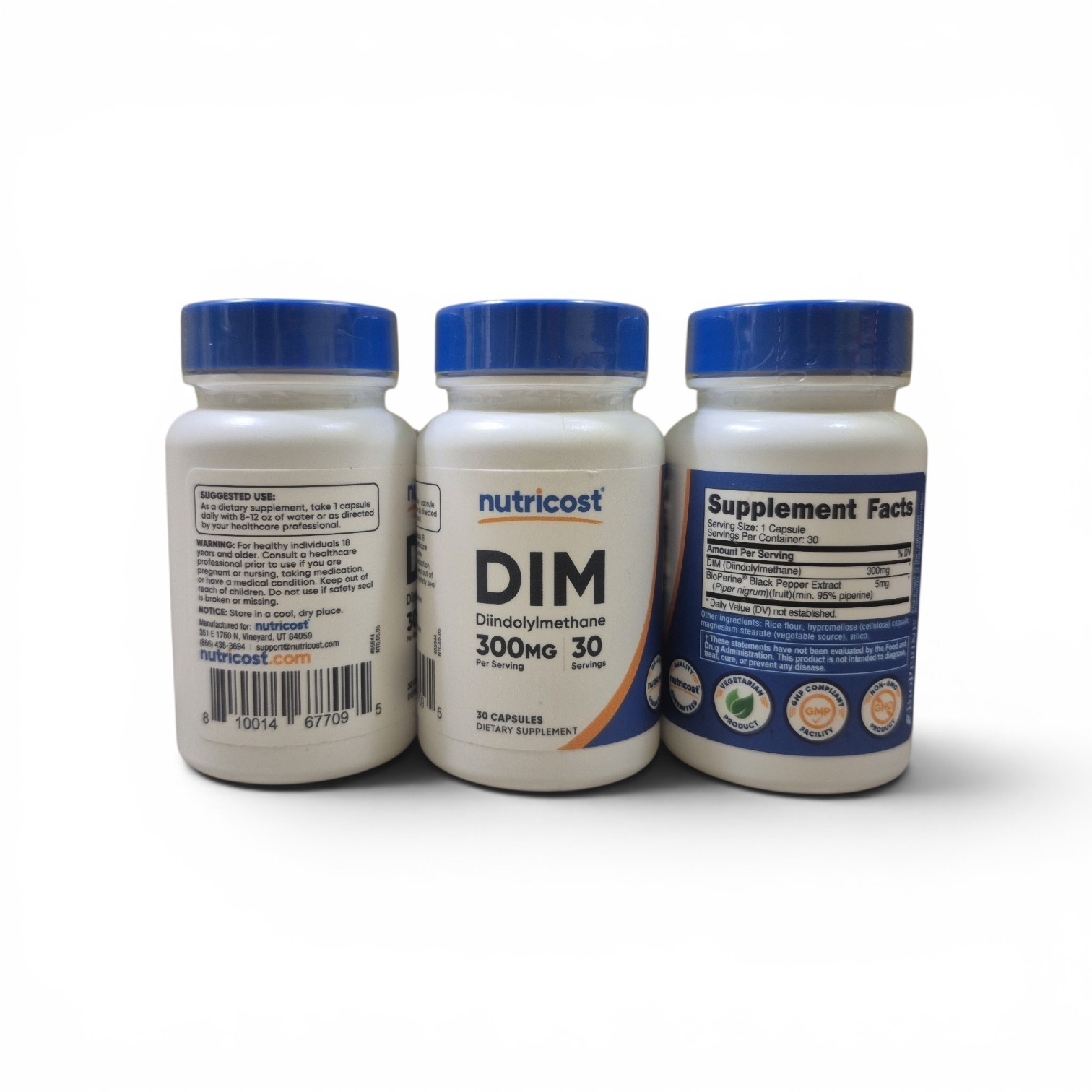 Nutricost DIM Diindolylmethane 300 mg, 30 Capsules – (3) Bottles Exp 08/2028
