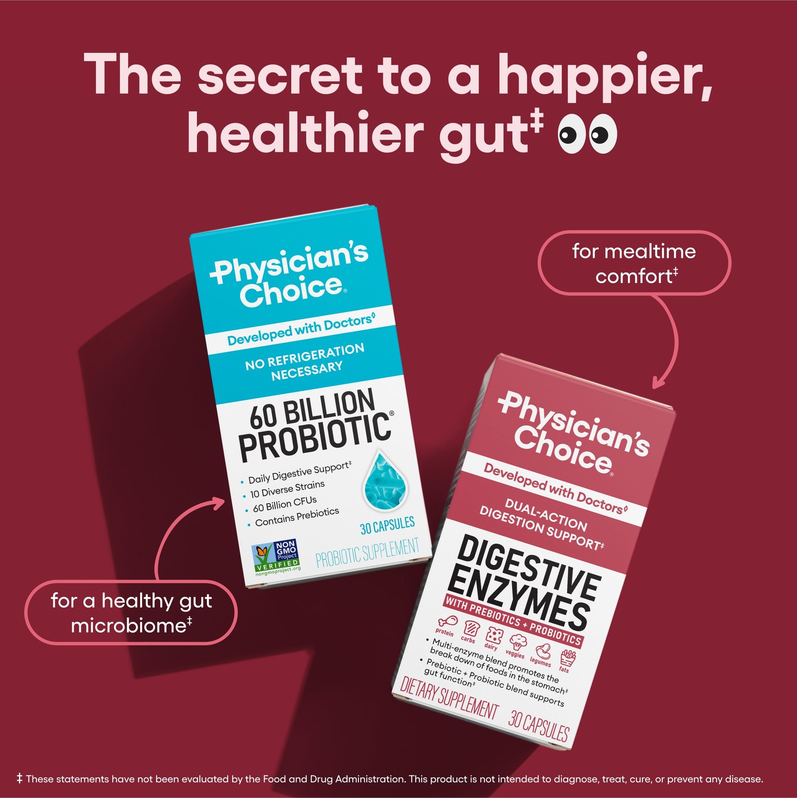 Physician’s CHOICE Digestive Enzymes for Bloating & 60 Count (Pack of 1)