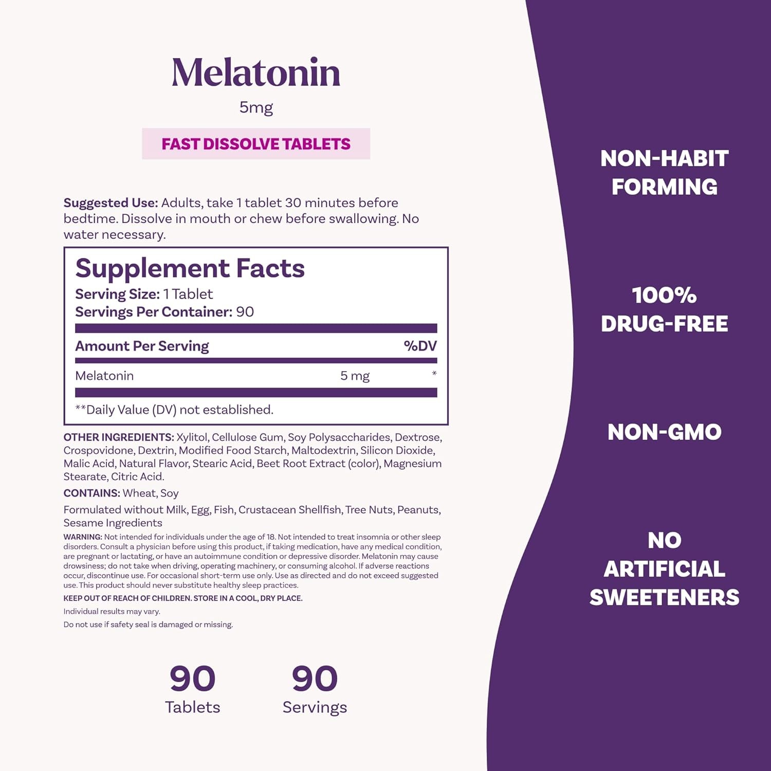 Natrol Melatonin 5mg Fast Dissolve Strawberry Flavor Tablets 90 Ct Long Expiry
