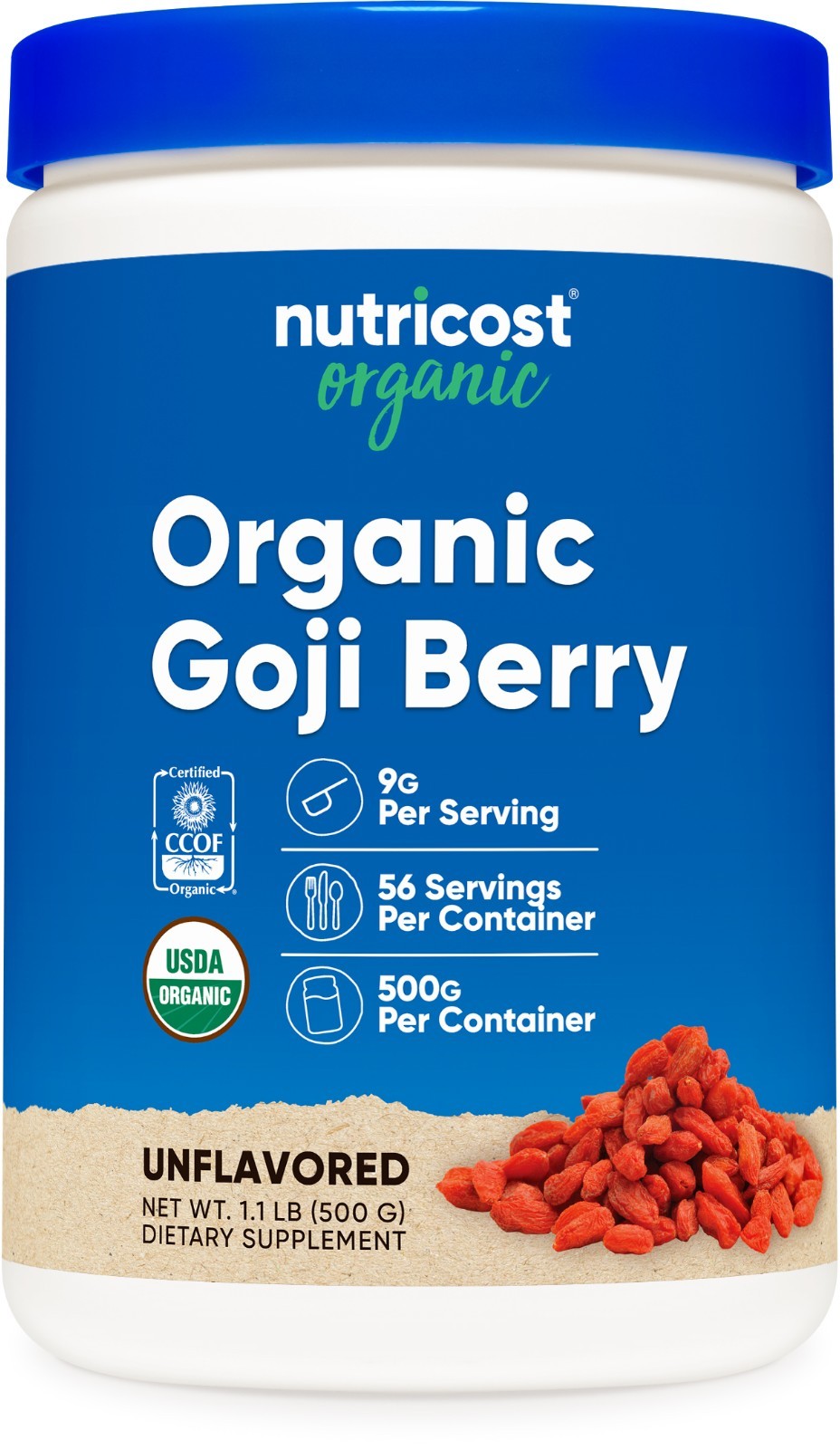 Nutricost Organic Goji Berry Powder (500 Grams) – Gluten Free, GMO-Free, Vegan