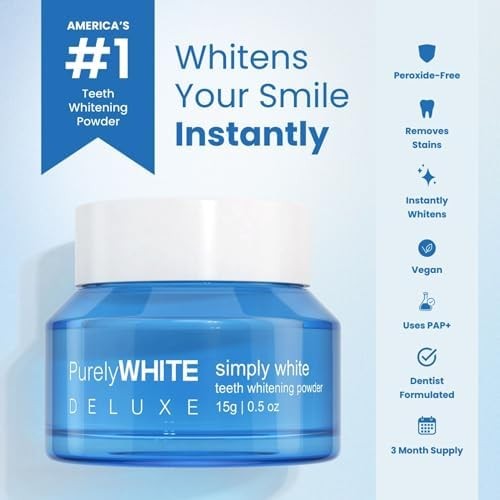 PurelyWHITE DELUXE, Whitening Powder – Removes Stains, No Sensitivity – Enamel-S