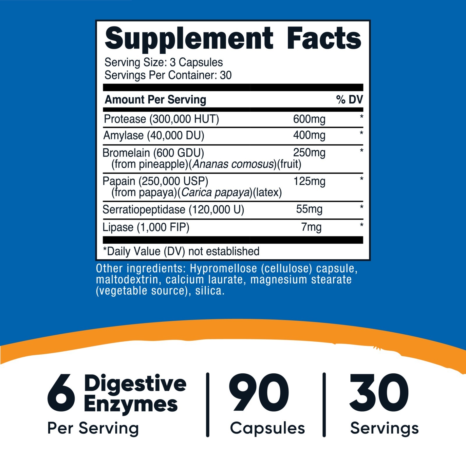 Nutricost Proteolytic Enzymes (6 Digestive Enzymes) 90 Capsules – 30 Servings