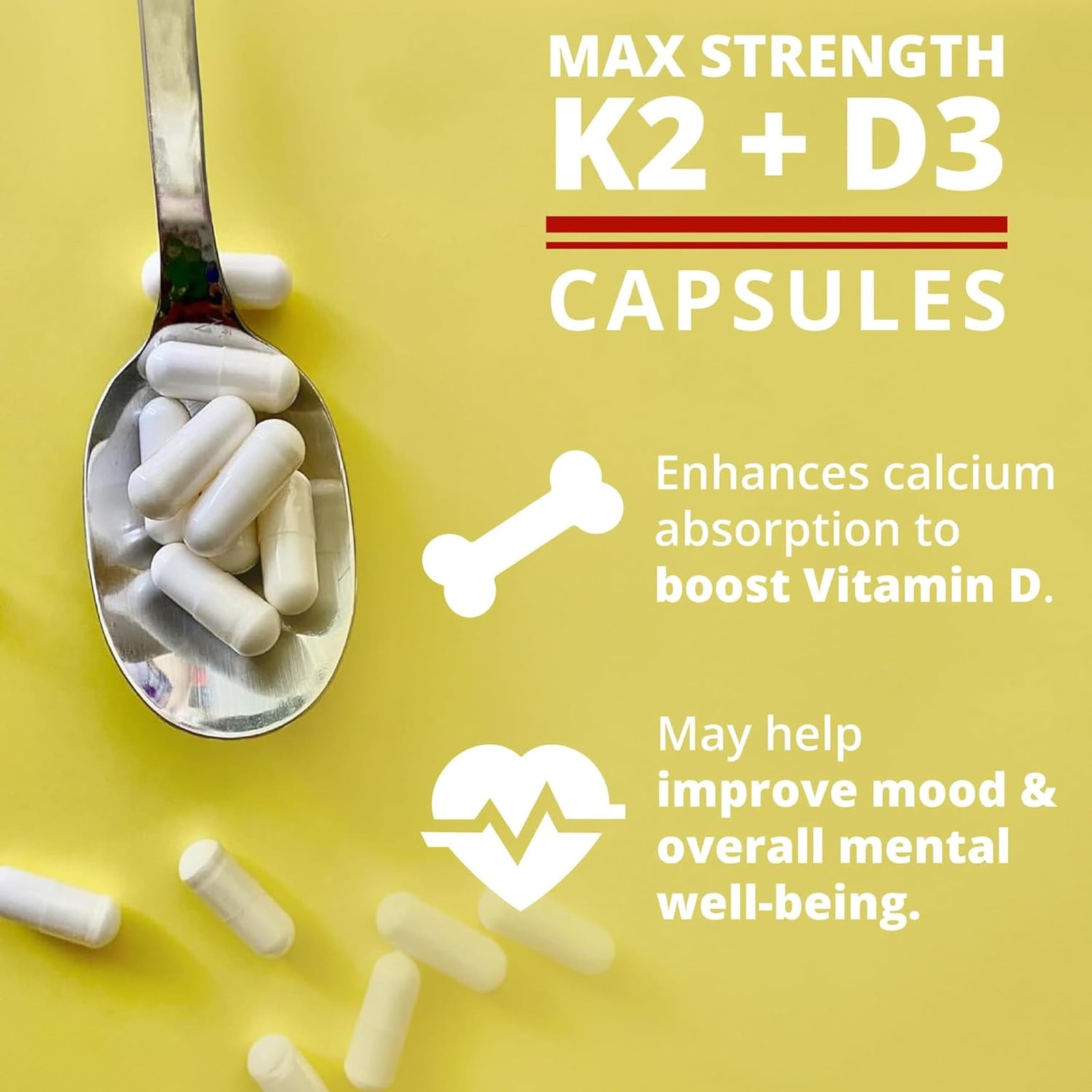 Dr. Boz – K2+D3 Capsules, 66 1 Count (Pack of 66), Red, White, Blue, Grey