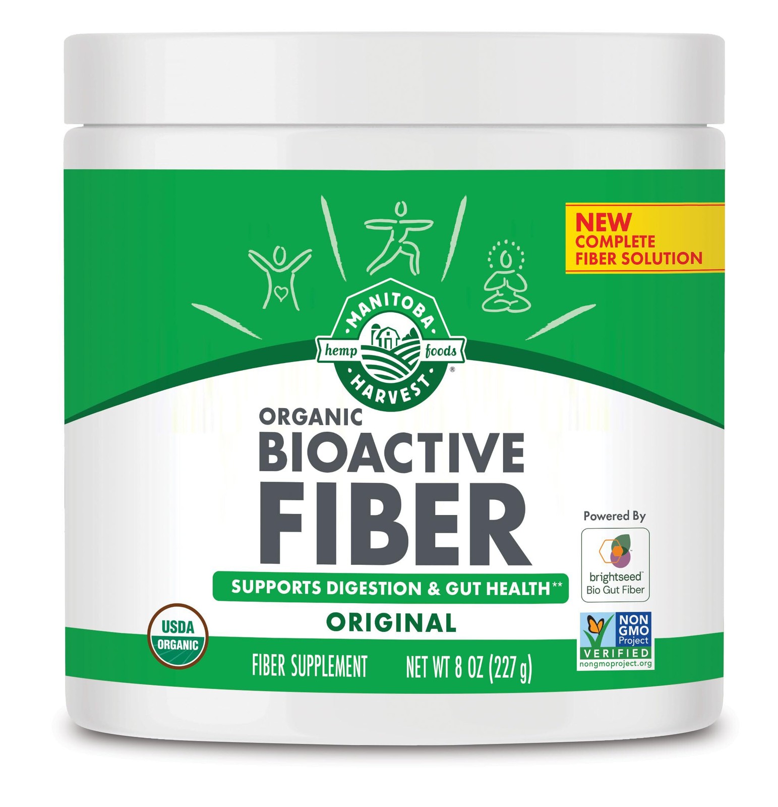 Manitoba Harvest Organic BioActive Fiber Supplement 6g Fiber Vegan & Kosher, 8oz