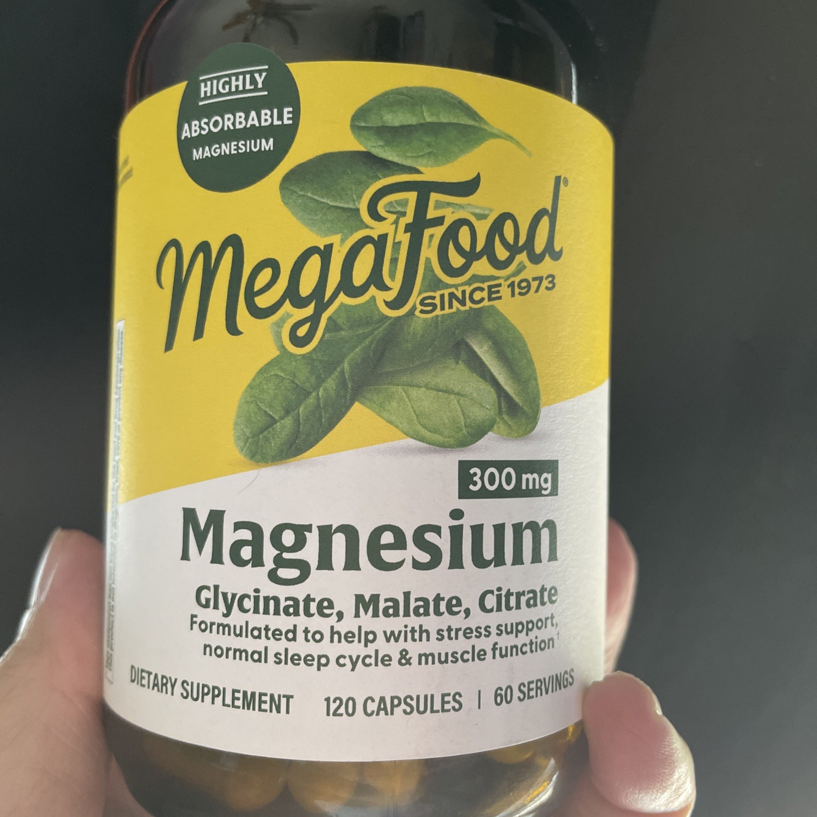 MegaFood Magnesium 300 mg Highly Absorbable Blend Magnesium Glycinate 120 caps
