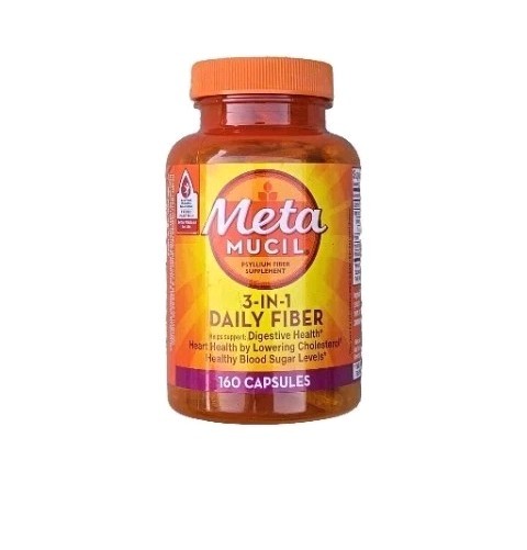 Metamucil Psyllium Husk Fiber Supplement, 3-in-1 for Digestive Health, 160 Count