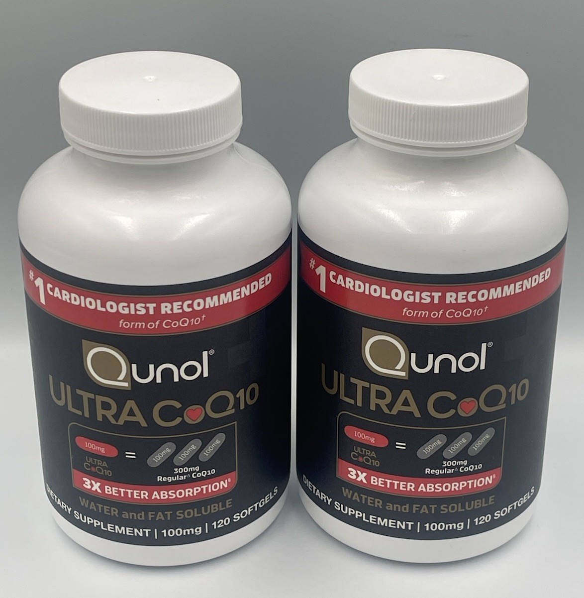 2 pk 120 softgels Qunol Ultra CoQ10 100mg (Black Label) SEALED NoBox Exp 12/2028
