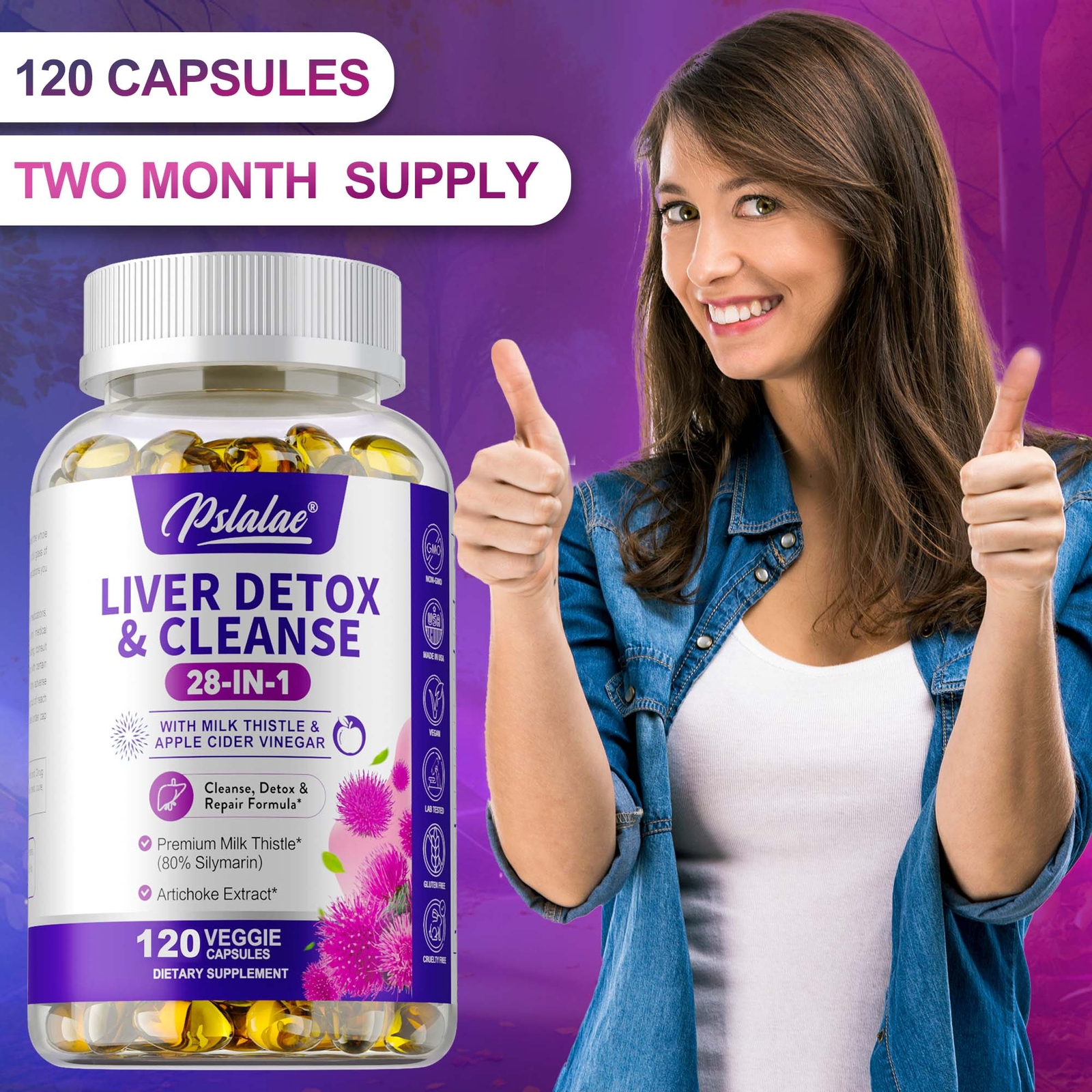 28-In-1 Liver Detox & Cleanse 1430mg – Apple Cider Vinegar – Liver Repair