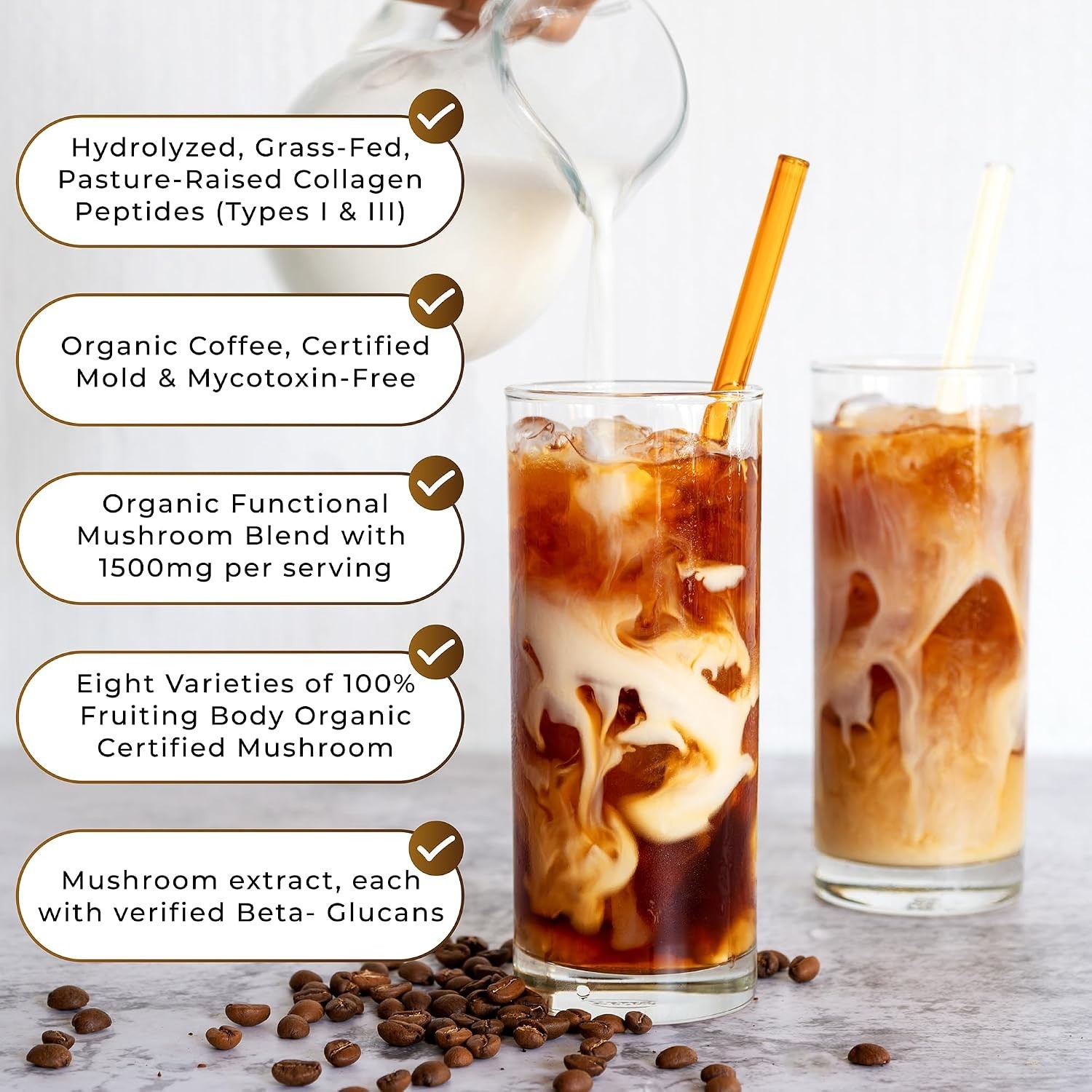 PowderVitamin Organic Mushroom Coffee Certified Mold & Mycotoxin-Free GrassFed