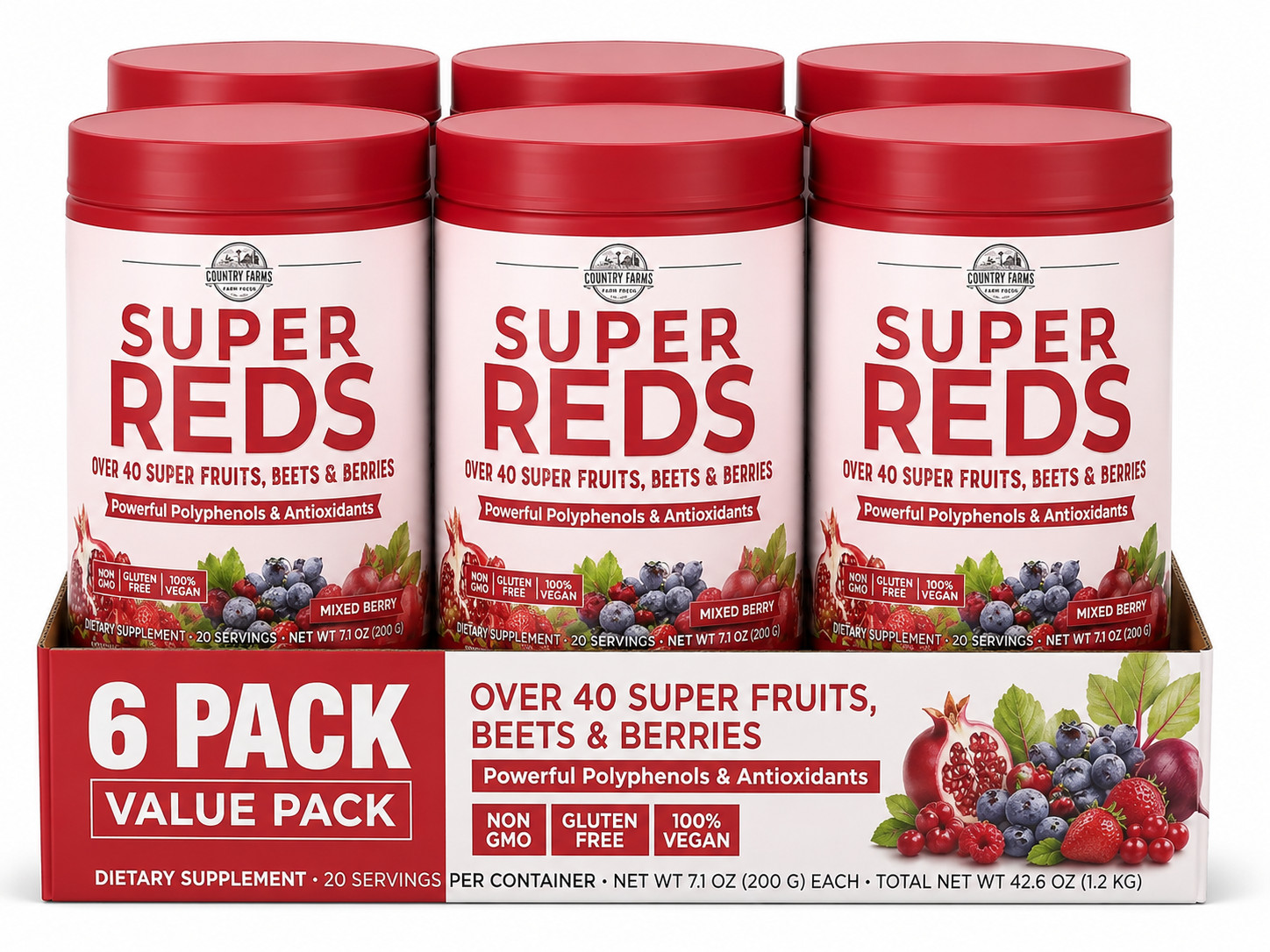 Country Farms Super Reds – Mixed Berry 200 grams (Pack of 6)