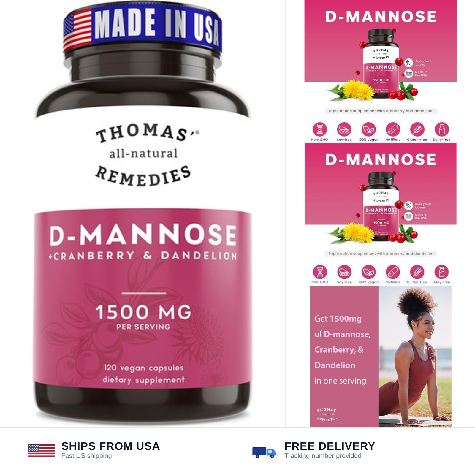 Toms Remedies D-mannose 1200mg – Urinary Tract Flush -Cranberry & Dandelion |…