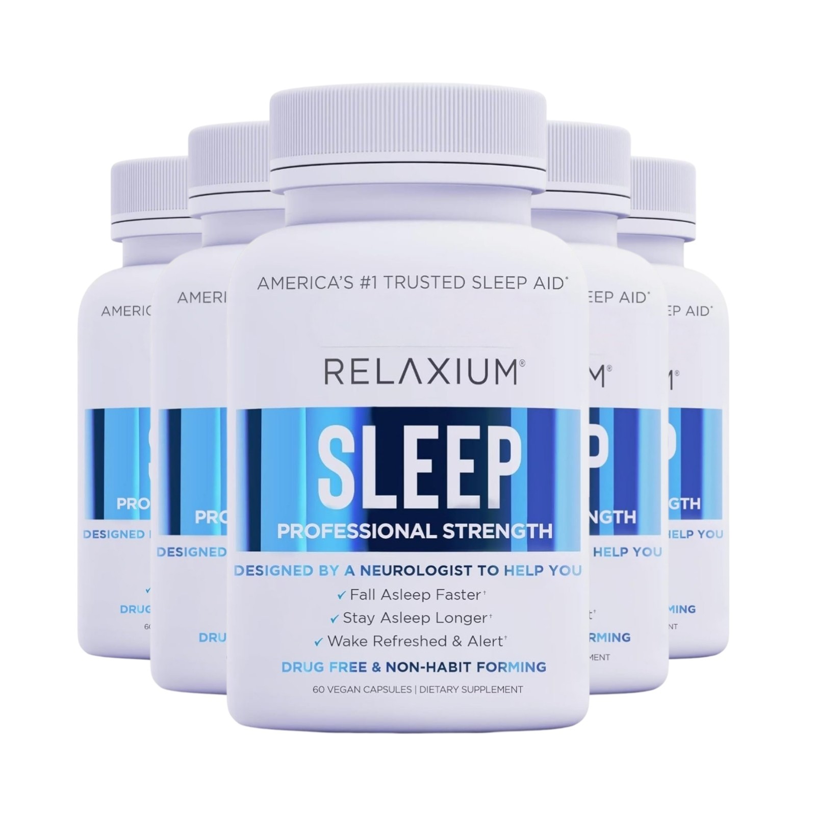 5-Pack Relaxium Sleep Natural Dietary Supplement for Better Sleep – 300 Caps