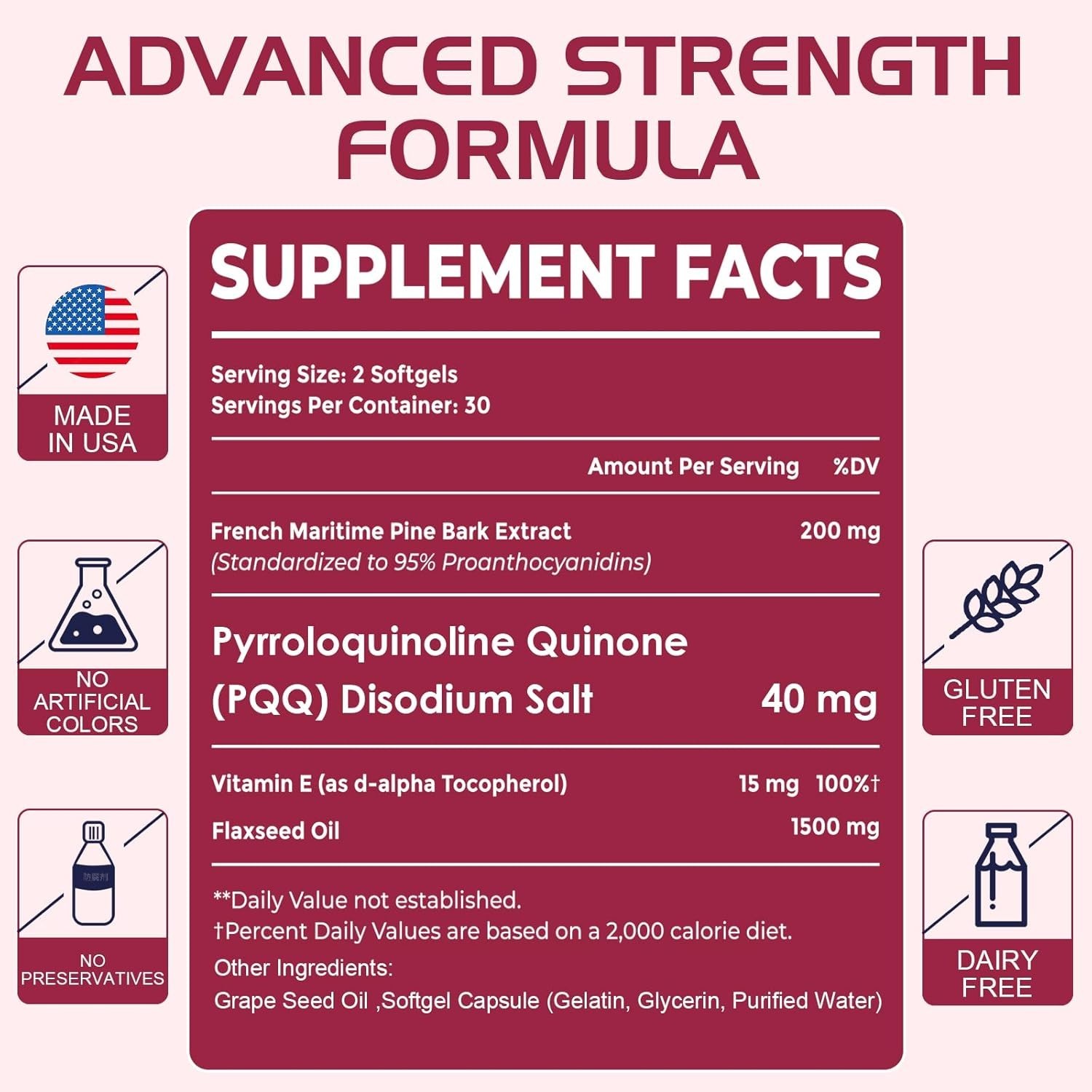 200 mg Pycnogeno with PQQ – French Maritime Extract for Heart & Vitality