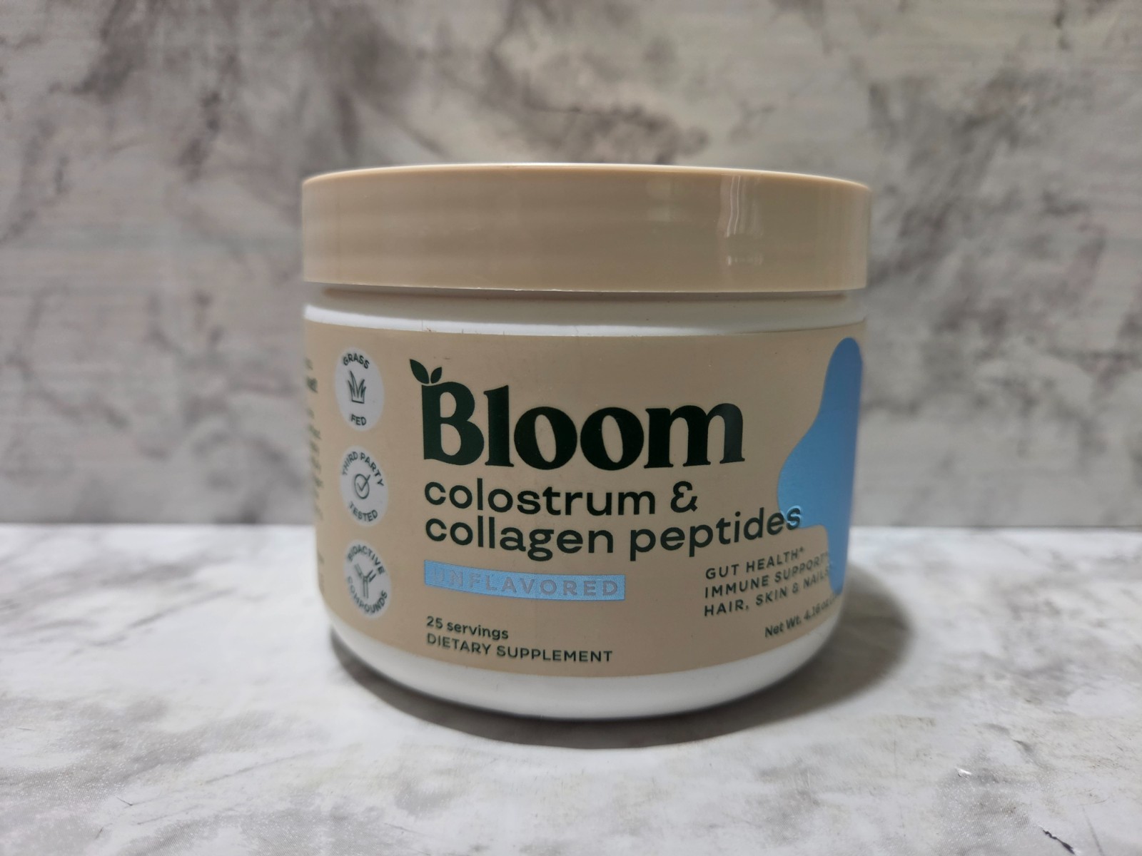 Bloom Colostrum & Collagen Peptides Unflavored 25 Servings 4.16 OZ 1/2027