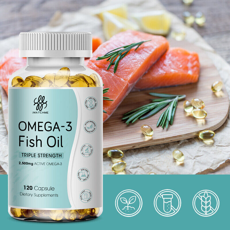 omega 3 fish oil capsules 3x strength 2500mg epa & dha, highest potency 120
