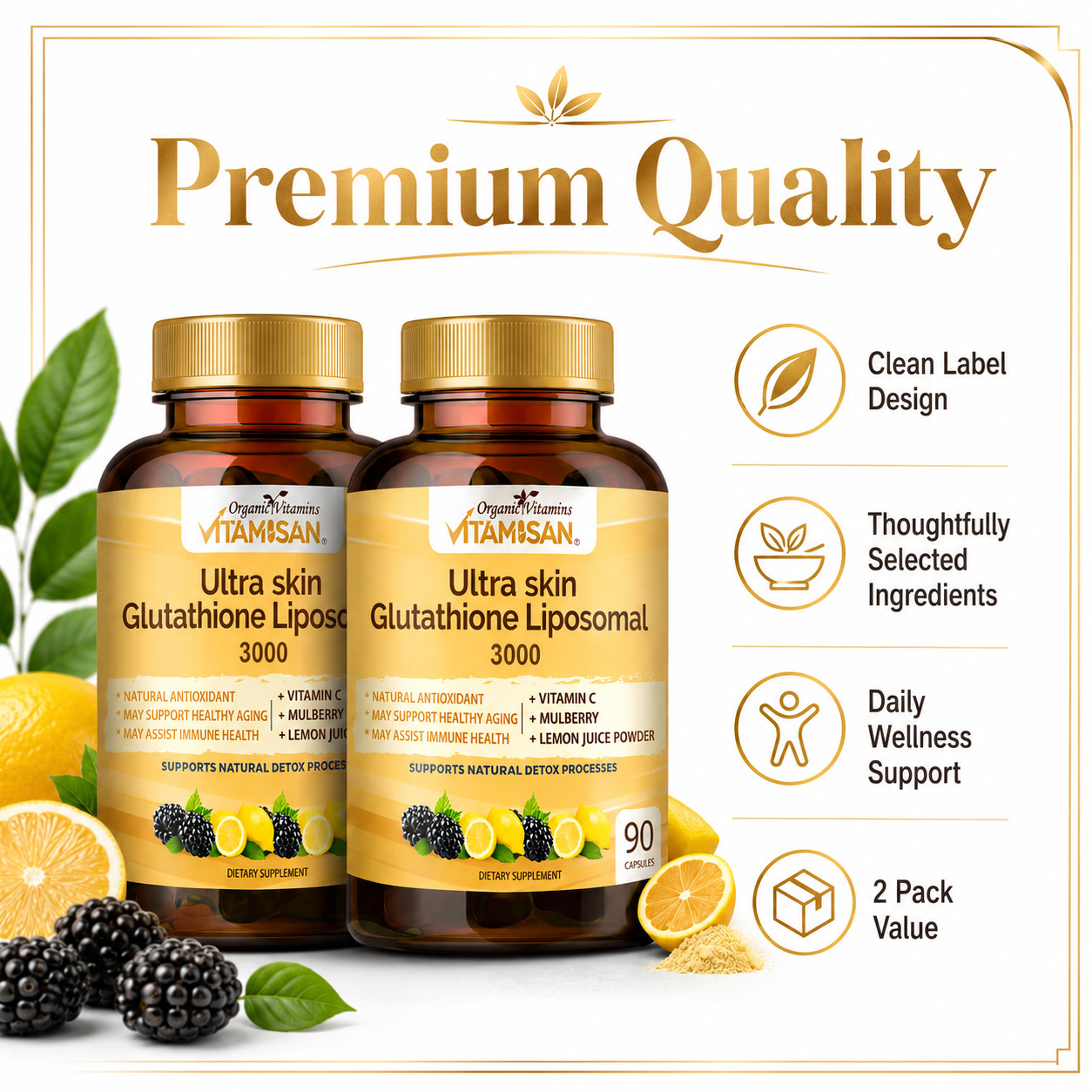 Liposomal Glutathione organic Vitamins 3000mg – 90 Capsules Ultra Master Liver D