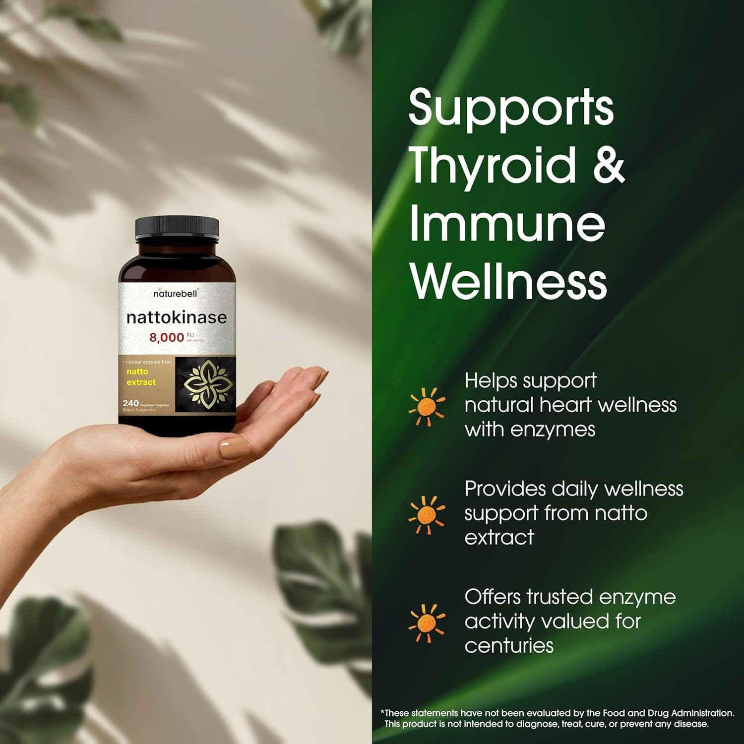 Nattokinase Supplement 8000 FU Per Serving 240 Veggie Capsules