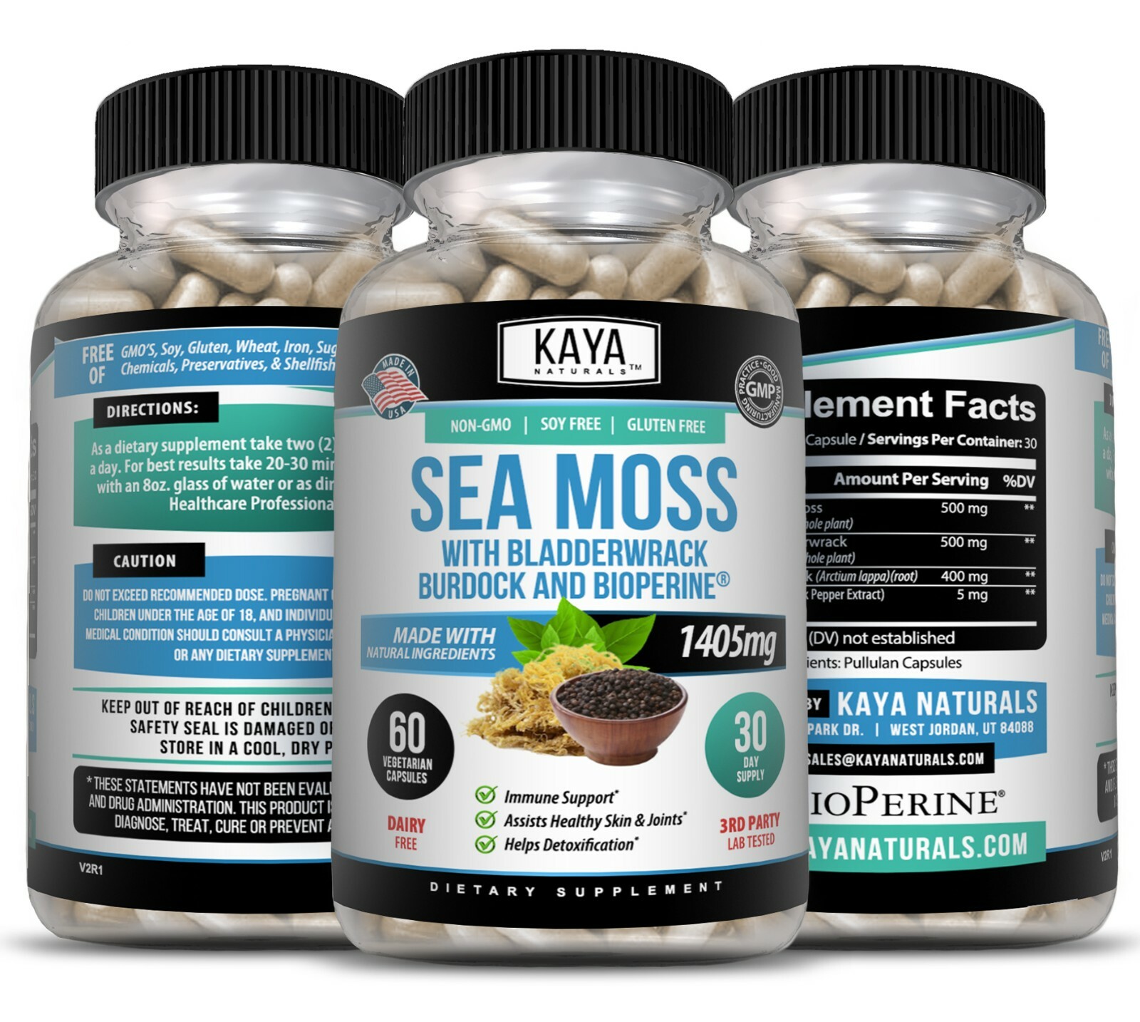 Organic Irish Sea Moss, Burdock Root, Bladderwrack Powder, Immune & Thyroid Care
