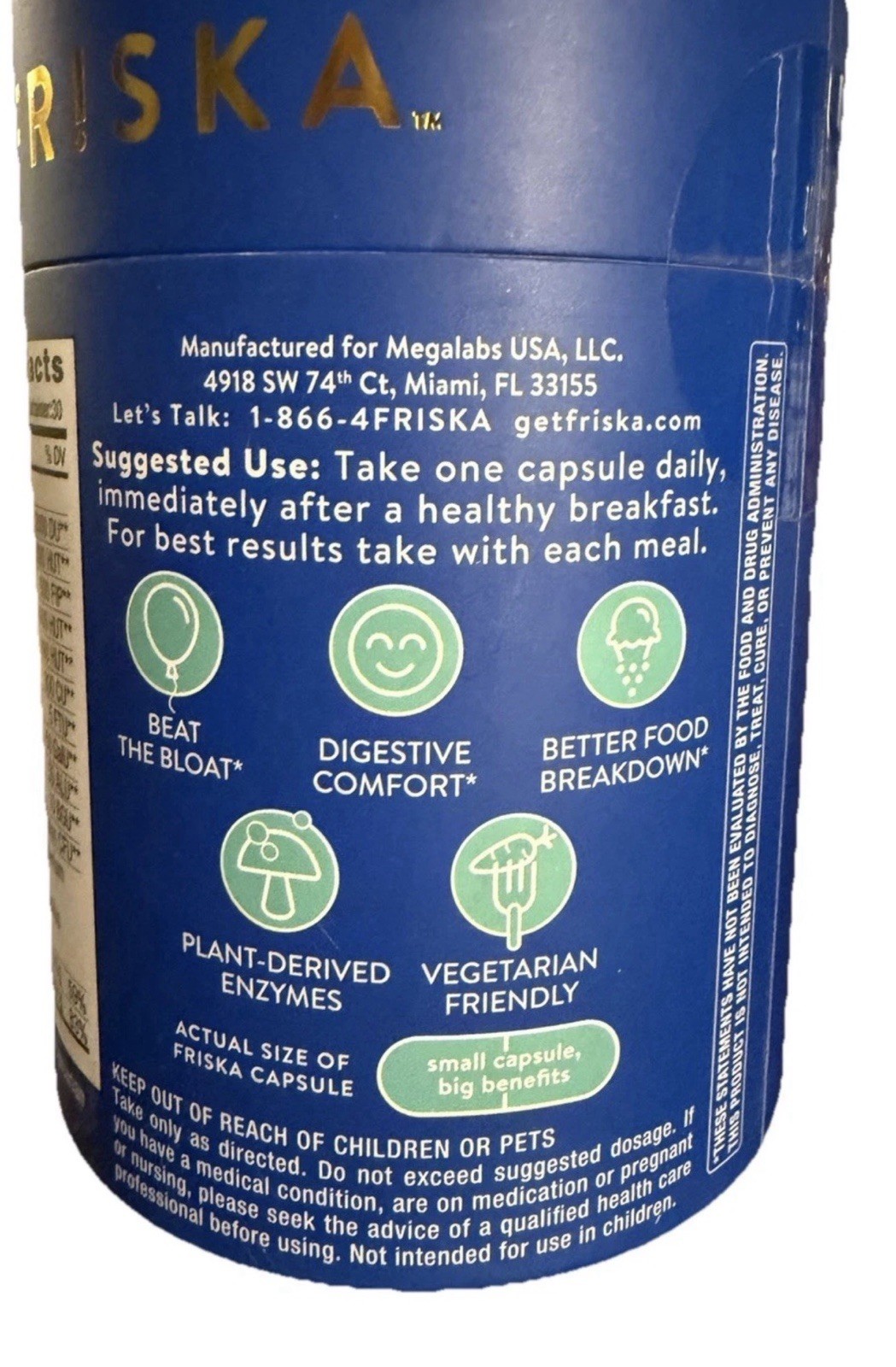 FRISKA Men’s Daily Digestive Enzyme and Probiotics with Lactase Exp 09/2026 New